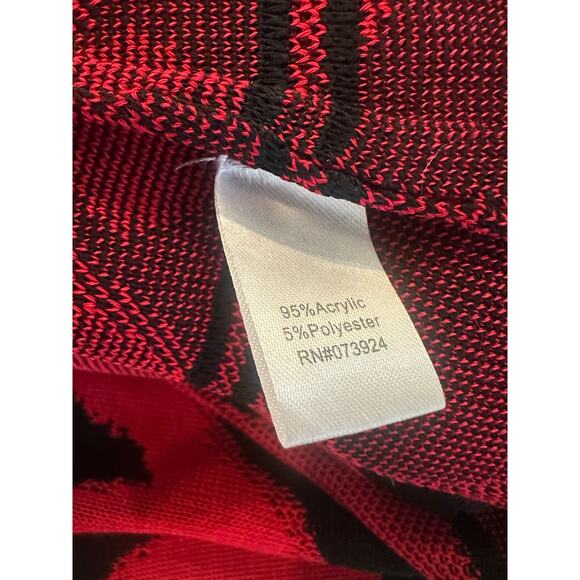 Ming Wang Open Front Knit Cardigan Jacket Red & Black Animal Print Tiger PM - Picture 7 of 16